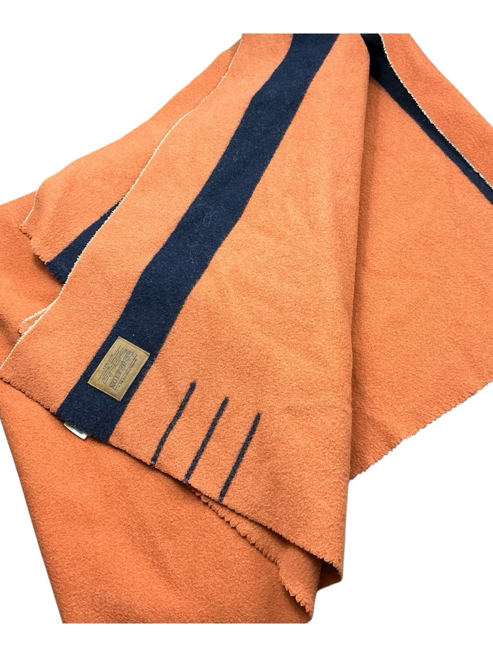 Pendleton 3 pt 100% wool burnt orange and black blanket 51 x 69 USA made